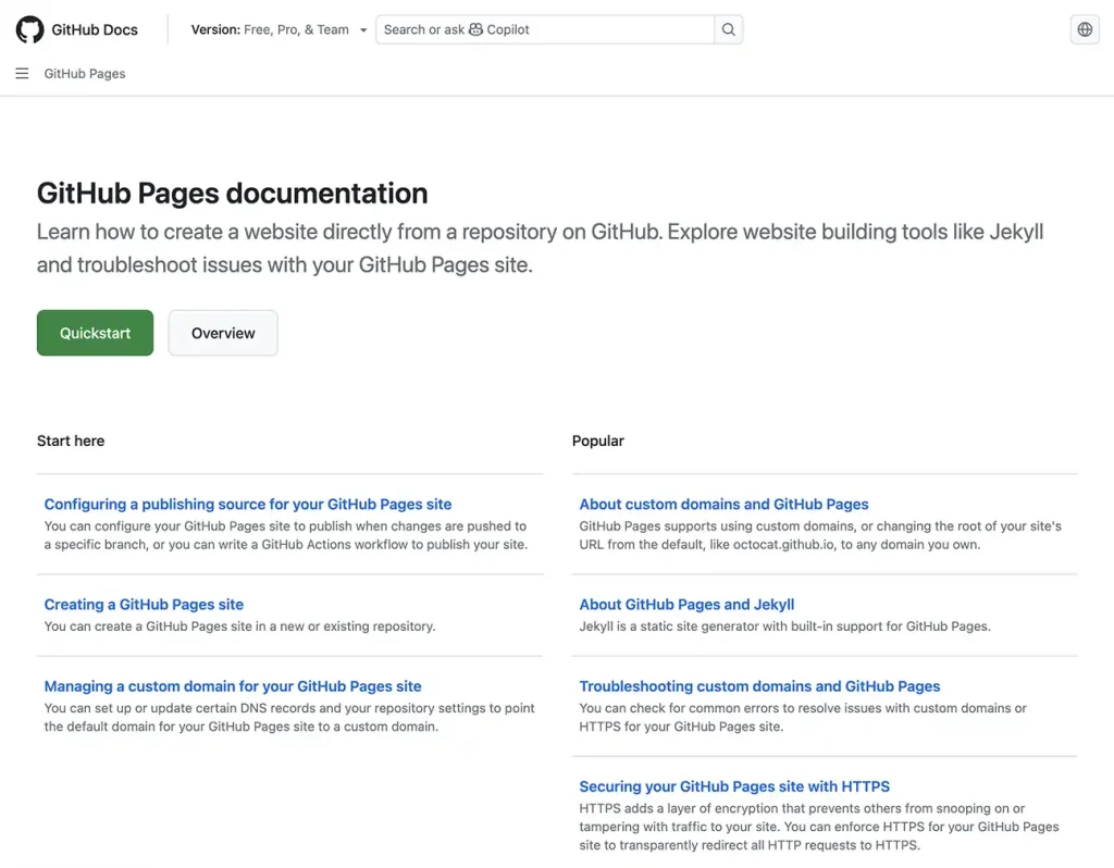 Documentazione di GitHub Pages