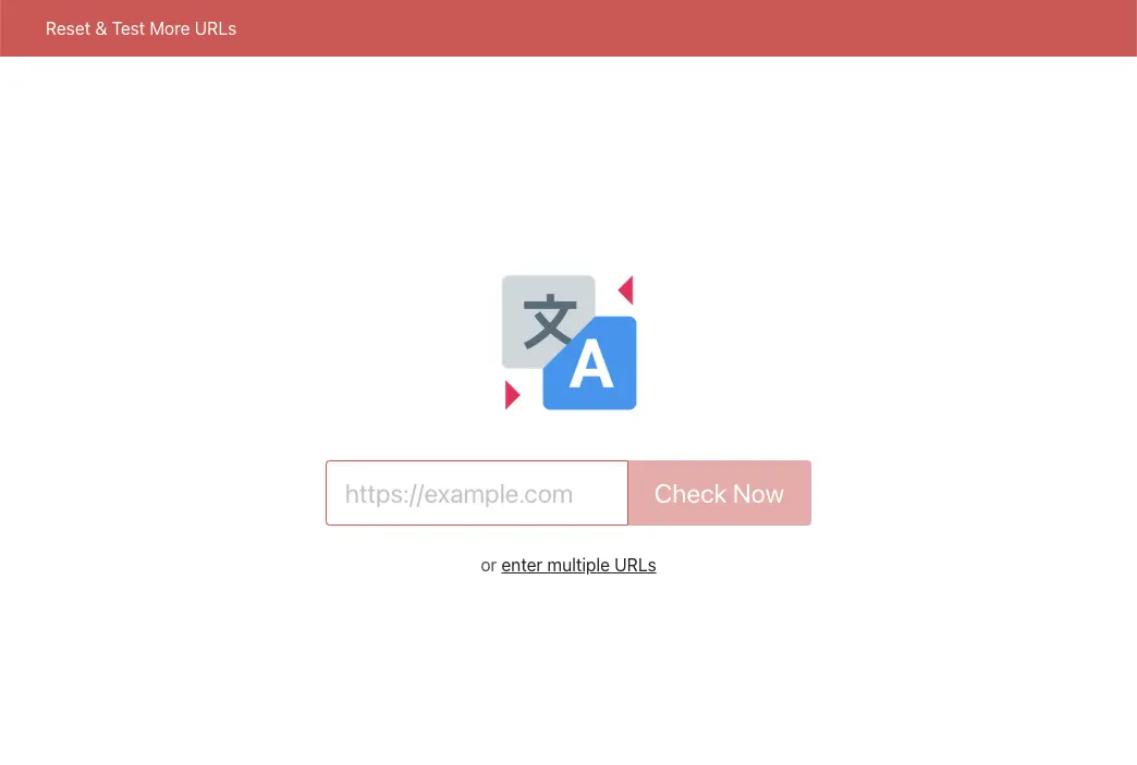 Il modulo utilizzato per controllare l’implementazione hreflang di una singola URL con lo strumento hreflangchecker.com.