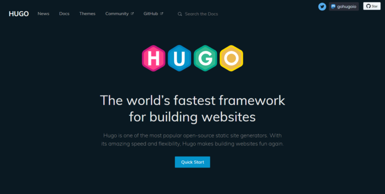 Il sito ufficiale del generatore di siti statici Hugo.