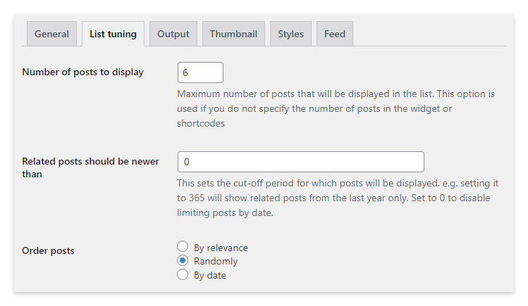 An option of the Contextual Related Posts plugin allows generating the related posts in random order.