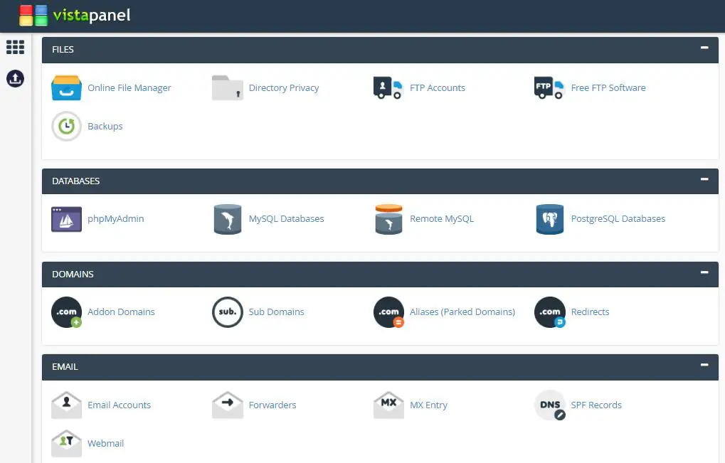 cPanel user interface showing various tools and settings for managing a web hosting account.