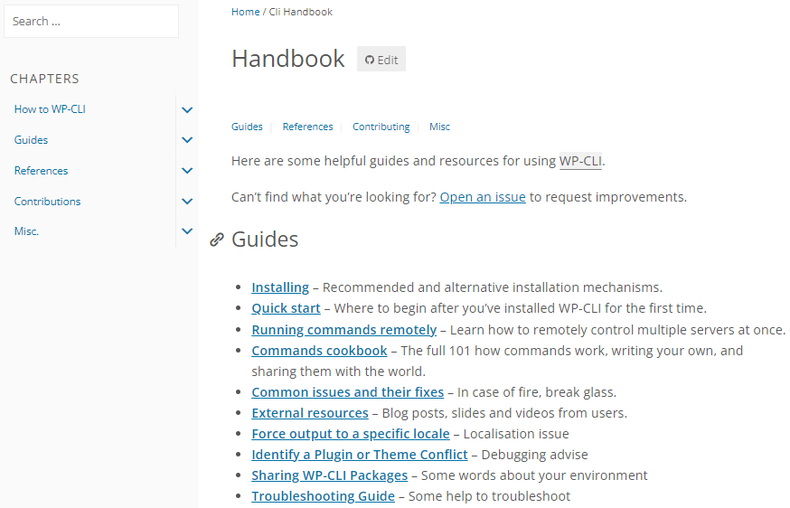 WP-CLI Handbook page