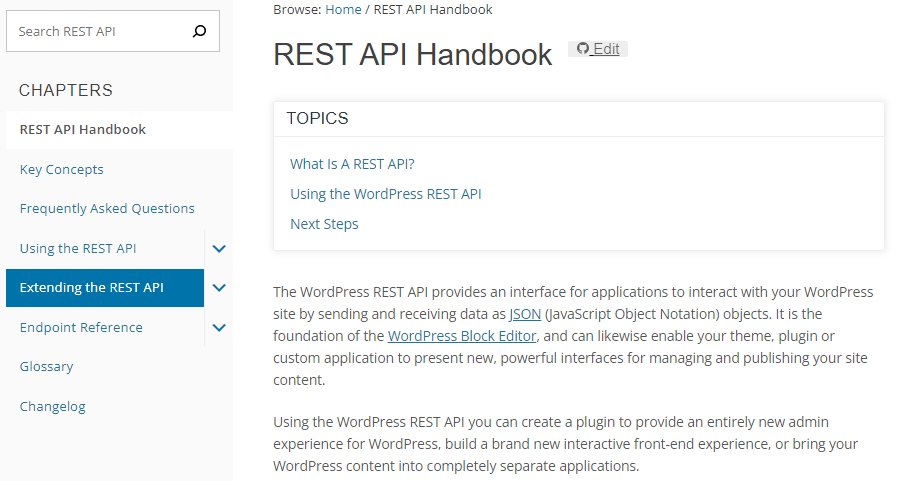 REST API Handbook page
