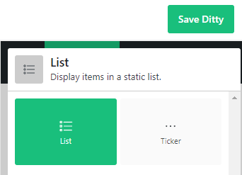 Screenshot of Ditty's news display settings, featuring various options to customize the ticker's layout.