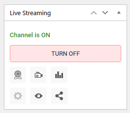 Screenshot of live streaming options in WpStream.