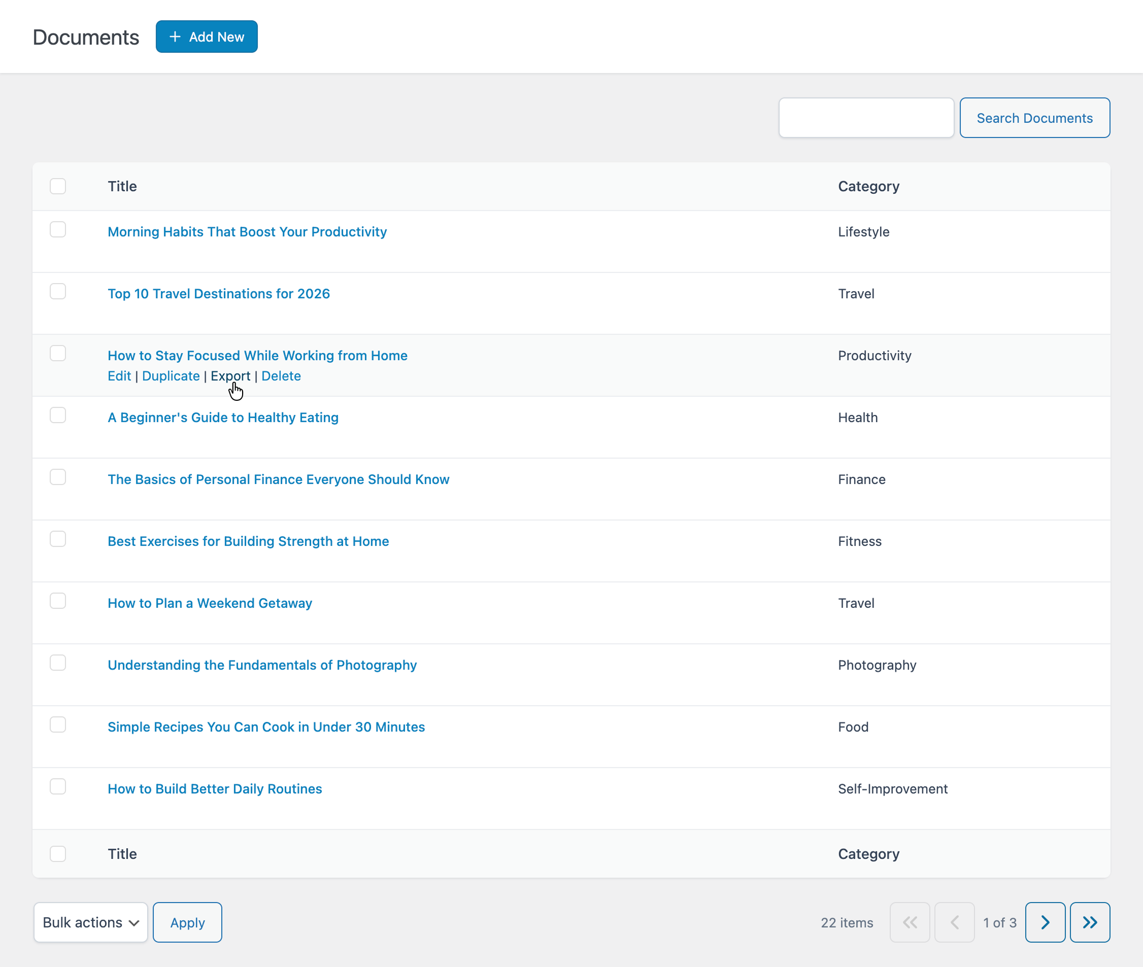 Export link used to download a document in the Documents menu of Ultimate Markdown.