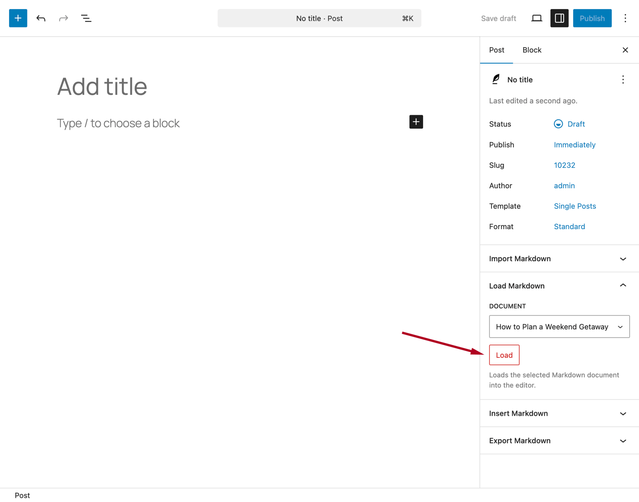 Load Documents in the Post Editor - Ultimate Markdown